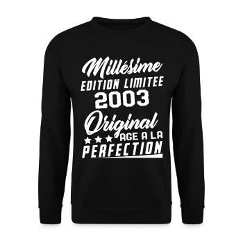 Millésime 2003 Original Cadeau D'anniversaire - Sweat-shirt Unisexe - noir - Devant - Alina (178cm) & Michal (187cm)