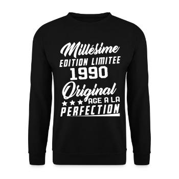 Millésime 1990 Original Cadeau D'anniversaire - Sweat-shirt Unisexe - noir - Devant - Alina (178cm) & Michal (187cm)