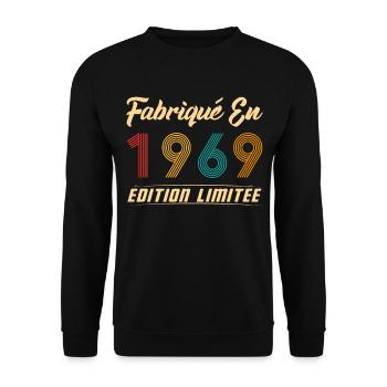 Fabriqué en 1969 Vintage Cadeau D'anniversaire - Sweat-shirt Unisexe - noir - Devant - Alina (178cm) & Michal (187cm)