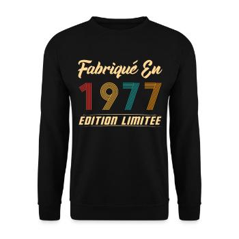 Fabriqué en 1977 Vintage Cadeau D'anniversaire - Sweat-shirt Unisexe - noir - Devant - Alina (178cm) & Michal (187cm)
