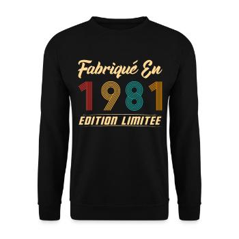 Fabriqué en 1981 Vintage Cadeau D'anniversaire - Sweat-shirt Unisexe - noir - Devant - Alina (178cm) & Michal (187cm)