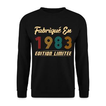 Fabriqué en 1983 Vintage cadeau d'anniversaire - Sweat-shirt Unisexe - noir - Devant - Alina (178cm) & Michal (187cm)