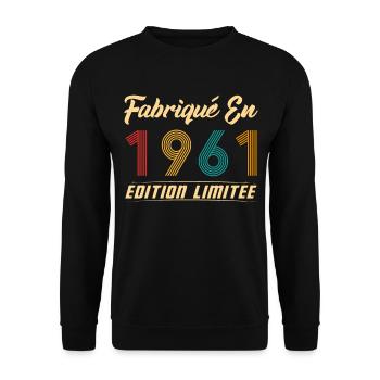 Fabriqué en 1961 Vintage Cadeau D'anniversaire - Sweat-shirt Unisexe - noir - Devant - Alina (178cm) & Michal (187cm)