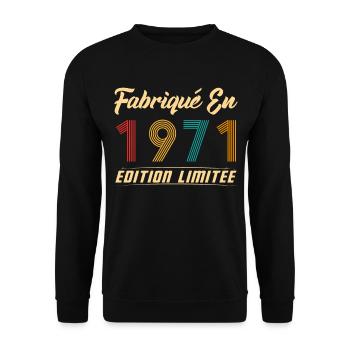 Fabriqué en 1971 Vintage Cadeau D'anniversaire - Sweat-shirt Unisexe - noir - Devant - Alina (178cm) & Michal (187cm)