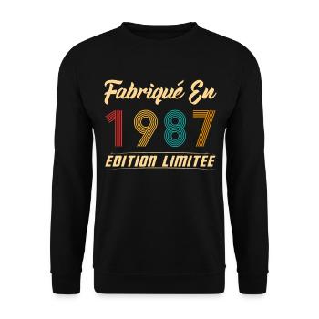 Fabriqué en 1987 Vintage Cadeau D'anniversaire - Sweat-shirt Unisexe - noir - Devant - Alina (178cm) & Michal (187cm)