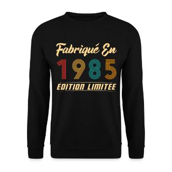 Fabriqué en 1985 Vintage cadeau d'anniversaire - Sweat-shirt Unisexe - noir - Devant - Alina (178cm) & Michal (187cm)