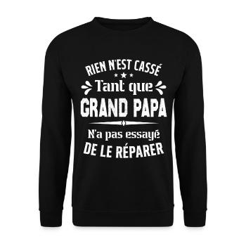 Rien n'est cassé tant que Grand Papa le réparer - Sweat-shirt Unisexe - noir - Devant - Alina (178cm) & Michal (187cm)