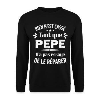 Rien n'est cassé tant que Pepe le réparer cadeau - Sweat-shirt Unisexe - noir - Devant - Alina (178cm) & Michal (187cm)