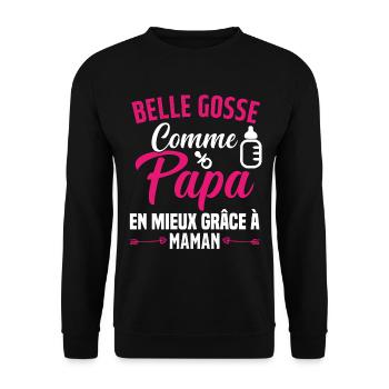 Belle Gosse Comme Papa Cadeau Belle Fille - Sweat-shirt Unisexe - noir - Devant - Alina (178cm) & Michal (187cm)
