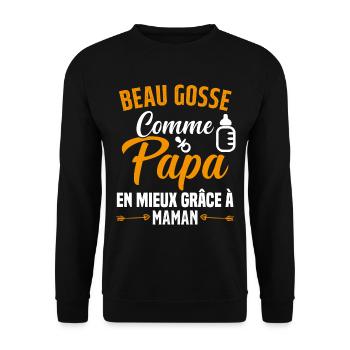 Beau Gosse Comme Papa Cadeau Maman Body Enceinte - Sweat-shirt Unisexe - noir - Devant - Alina (178cm) & Michal (187cm)