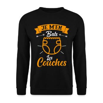 Je M'en Bats Les Couches Cadeau Body Fun Enceinte - Sweat-shirt Unisexe - noir - Devant - Alina (178cm) & Michal (187cm)