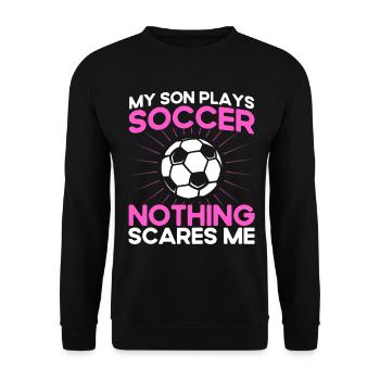 Mutter Sportfan Fußball Geschenk - Unisex Pullover - Schwarz - Vorne - Alina (178cm) & Michal (187cm)