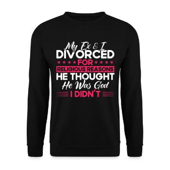 Ex Partner Auflösung der Ehe Scheidung Geschenk - Unisex Pullover - Schwarz - Vorne - Alina (178cm) & Michal (187cm)