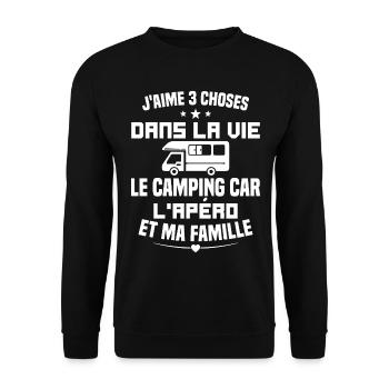 le camping car l'apéro et ma famille Humour Cadeau - Sweat-shirt Unisexe - noir - Devant - Alina (178cm) & Michal (187cm)