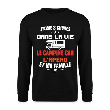 le camping car l'apéro et ma famille Humour Cadeau - Sweat-shirt Unisexe - noir - Devant - Alina (178cm) & Michal (187cm)