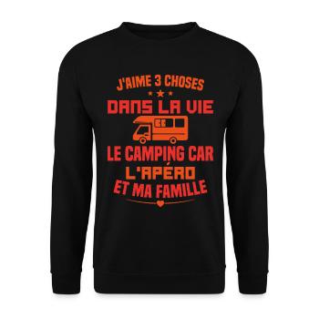 le camping car l'apéro et ma famille Humour Cadeau - Sweat-shirt Unisexe - noir - Devant - Alina (178cm) & Michal (187cm)