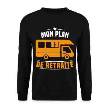 Mon Plan de Retraite Camping Car Humour Cadeau - Sweat-shirt Unisexe - noir - Devant - Alina (178cm) & Michal (187cm)