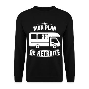 Mon Plan de Retraite Camping Car Humour Cadeau - Sweat-shirt Unisexe - noir - Devant - Alina (178cm) & Michal (187cm)