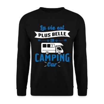 La vie est plus belle en Camping-car humour cadeau - Sweat-shirt Unisexe - noir - Devant - Alina (178cm) & Michal (187cm)
