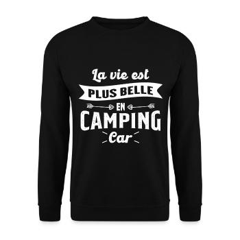 La vie est plus belle en Camping-car humour cadeau - Sweat-shirt Unisexe - noir - Devant - Alina (178cm) & Michal (187cm)