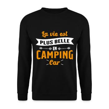 La vie est plus belle en Camping-car humour cadeau - Sweat-shirt Unisexe - noir - Devant - Alina (178cm) & Michal (187cm)