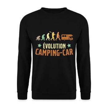Évolution Camping Car Humour Cadeau - Sweat-shirt Unisexe - noir - Devant - Alina (178cm) & Michal (187cm)
