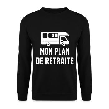 Mon Plan de Retraite Camping Car Humour Cadeau - Sweat-shirt Unisexe - noir - Devant - Alina (178cm) & Michal (187cm)