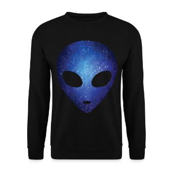Psychedelic Alien Head Kosmische Galaxie Weltraum - Unisex Pullover - Schwarz - Vorne - Alina (178cm) & Michal (187cm)