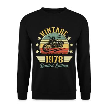 Vintage 1978 Retro Motorrad Geburtstagsgeschenk - Unisex Pullover - Schwarz - Vorne - Alina (178cm) & Michal (187cm)