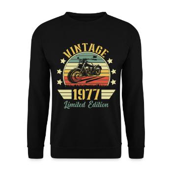 Vintage 1977 Retro Motorcycle Birthday Gift - Unisex Sweatshirt - black - Front - Alina (178cm) & Michal (187cm)