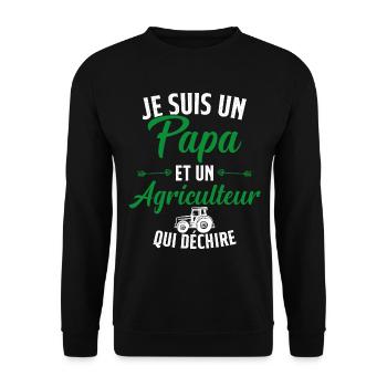 Papa et agriculteur qui déchire - Sweat-shirt Unisexe - noir - Devant - Alina (178cm) & Michal (187cm)