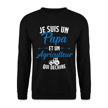Papa et agriculteur qui déchire - Sweat-shirt Unisexe - noir - Devant - Alina (178cm) & Michal (187cm)