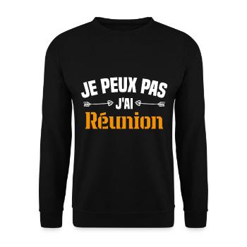 je peux pas j'ai Réunion Cadeau Humour - Sweat-shirt Unisexe - noir - Devant - Alina (178cm) & Michal (187cm)
