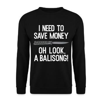 Balisong Flipper Knife Collector Funny Butterfly - Unisex Sweatshirt - black - Front - Alina (178cm) & Michal (187cm)