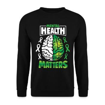 Mental Health Matters Spread Awareness Brain - Unisex Sweatshirt - black - Front - Alina (178cm) & Michal (187cm)