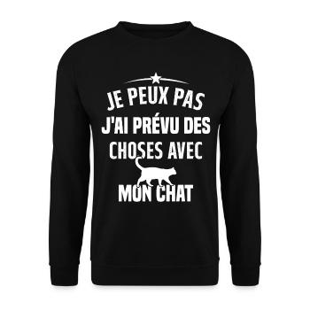 Je peux pas j'ai prévu des choses avec mon chat - Sweat-shirt Unisexe - noir - Devant - Alina (178cm) & Michal (187cm)