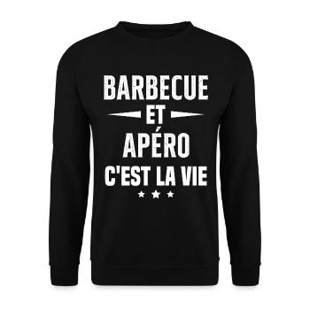 Barbecue et apéro c'est la vie vacances d'été - Sweat-shirt Unisexe - noir - Devant - Alina (178cm) & Michal (187cm)