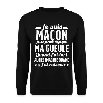 Maçon humour je ne ferme pas ma gueule maçonnerie - Sweat-shirt Unisexe - noir - Devant - Alina (178cm) & Michal (187cm)