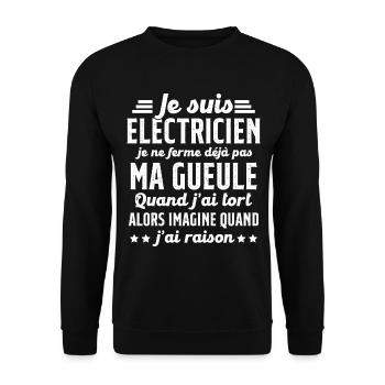 Electricien humour qui ne ferme pas sa gueule - Sweat-shirt Unisexe - noir - Devant - Alina (178cm) & Michal (187cm)