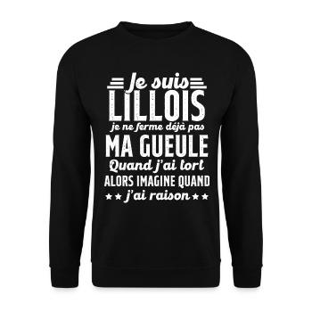 Lillois je ferme pas ma gueule cadeau Lille humour - Sweat-shirt Unisexe - noir - Devant - Alina (178cm) & Michal (187cm)