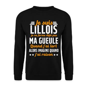 Lillois je ferme pas ma gueule cadeau Lille humour - Sweat-shirt Unisexe - noir - Devant - Alina (178cm) & Michal (187cm)