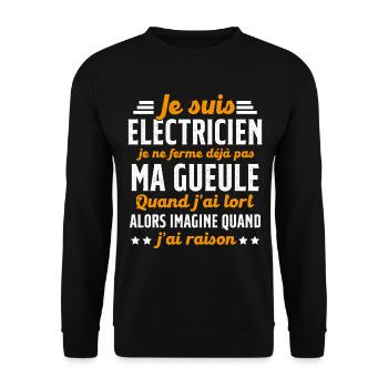 Electricien humour qui ne ferme pas sa gueule - Sweat-shirt Unisexe - noir - Devant - Alina (178cm) & Michal (187cm)