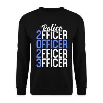 Stolzer Polizist Akademie Abschluss Thin Blue - Unisex Pullover - Schwarz - Vorne - Alina (178cm) & Michal (187cm)