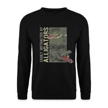 Easily Distracted By Alligators Funny Alligator - Unisex Sweatshirt - black - Front - Alina (178cm) & Michal (187cm)
