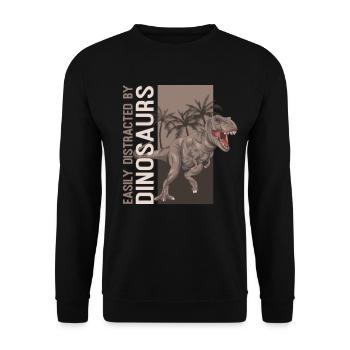 Facilement distrait par les dinosaures drôles de T-Rex - Sweat-shirt Unisexe - noir - Devant - Alina (178cm) & Michal (187cm)