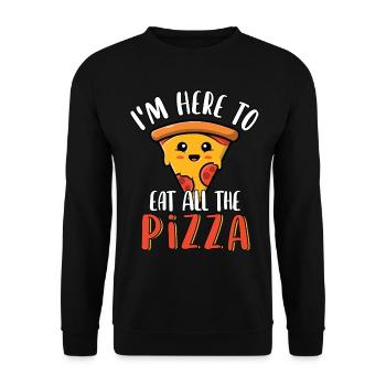Je suis ici pour manger toute la tranche de pizza mignonne drôle - Sweat-shirt Unisexe - noir - Devant - Alina (178cm) & Michal (187cm)