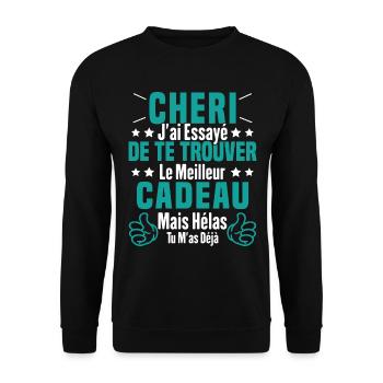 Chéri Saint Valentin Amour Couple Humour - Sweat-shirt Unisexe - noir - Devant - Alina (178cm) & Michal (187cm)