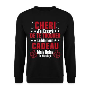 Chéri Saint Valentin Amour Couple Humour - Sweat-shirt Unisexe - noir - Devant - Alina (178cm) & Michal (187cm)