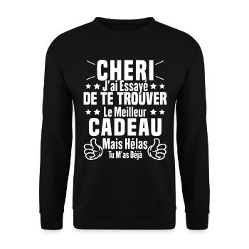 Chéri Saint Valentin Amour Couple Humour - Sweat-shirt Unisexe - noir - Devant - Alina (178cm) & Michal (187cm)