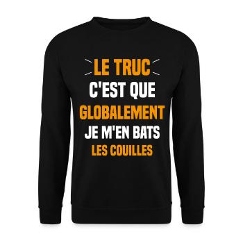 Le Truc C'est Que Je M'en Bats Les Couilles - Sweat-shirt Unisexe - noir - Devant - Alina (178cm) & Michal (187cm)